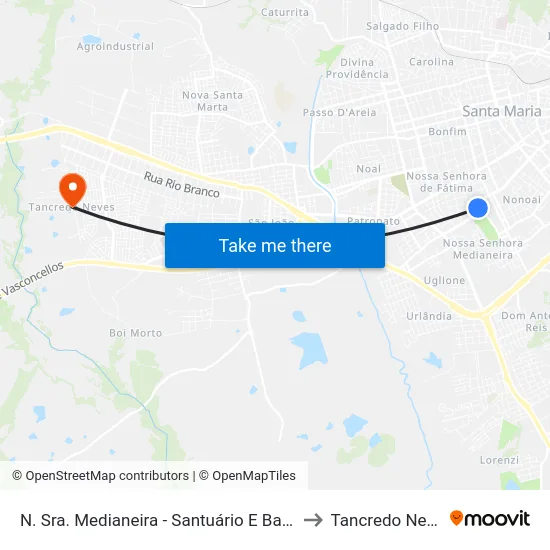 N. Sra. Medianeira - Santuário E Basílica to Tancredo Neves map