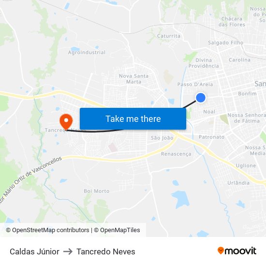 Caldas Júnior to Tancredo Neves map