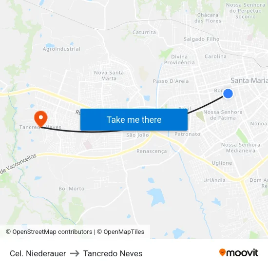Cel. Niederauer to Tancredo Neves map