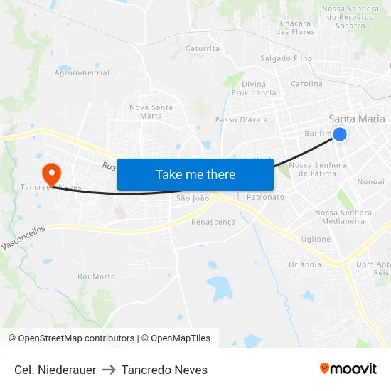 Cel. Niederauer to Tancredo Neves map