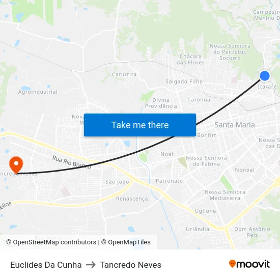 Euclides Da Cunha to Tancredo Neves map