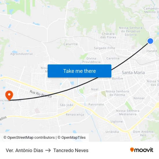 Ver. Antônio Dias to Tancredo Neves map