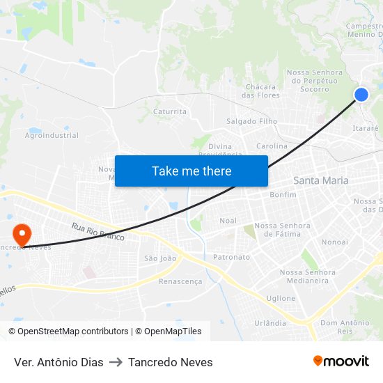 Ver. Antônio Dias to Tancredo Neves map