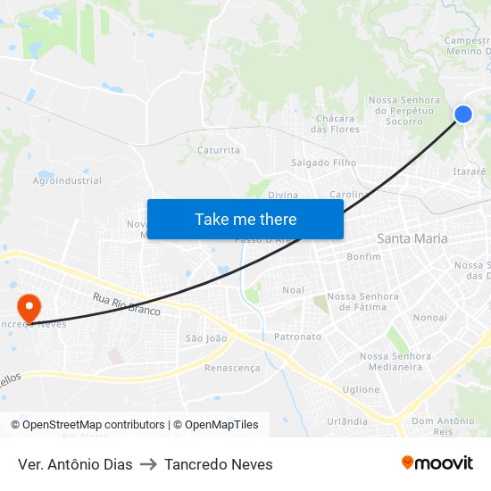 Ver. Antônio Dias to Tancredo Neves map