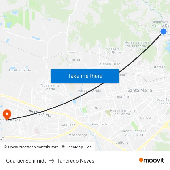 Guaraci Schimidt to Tancredo Neves map