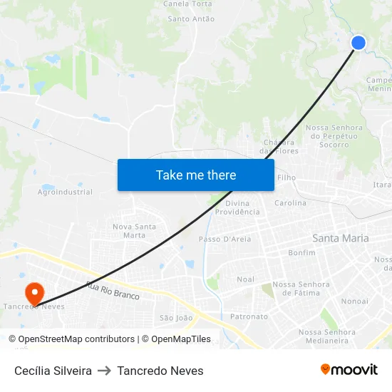 Cecília Silveira to Tancredo Neves map