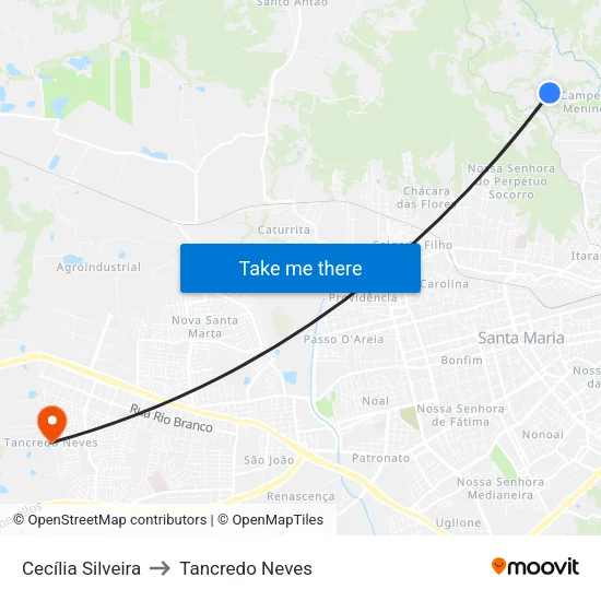 Cecília Silveira to Tancredo Neves map