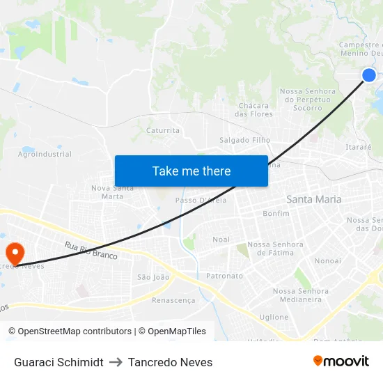 Guaraci Schimidt to Tancredo Neves map