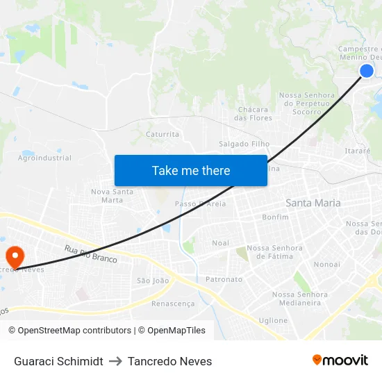 Guaraci Schimidt to Tancredo Neves map