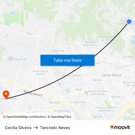 Cecília Silveira to Tancredo Neves map