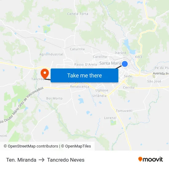 Ten. Miranda to Tancredo Neves map