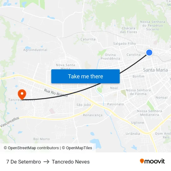 7 De Setembro to Tancredo Neves map