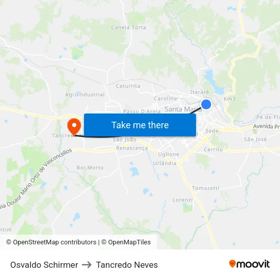 Osvaldo Schirmer to Tancredo Neves map