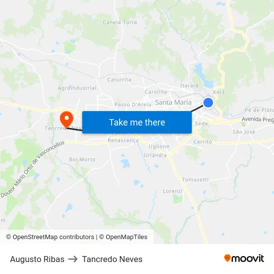 Augusto Ribas to Tancredo Neves map