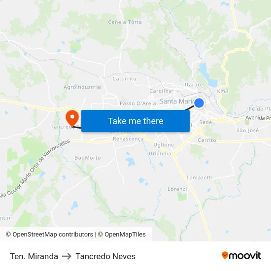 Ten. Miranda to Tancredo Neves map