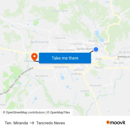 Ten. Miranda to Tancredo Neves map