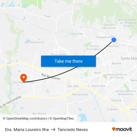 Dra. Maria Loureiro Ilha to Tancredo Neves map