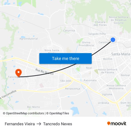 Fernandes Vieira to Tancredo Neves map