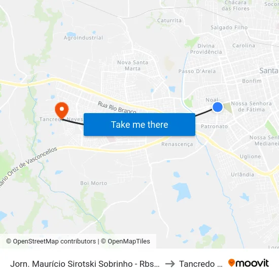 Jorn. Maurício Sirotski Sobrinho - Rbs / Upa Patronato to Tancredo Neves map