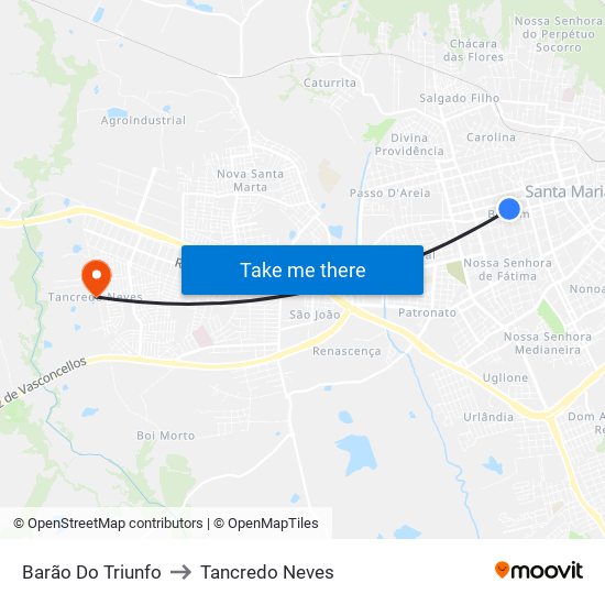 Barão Do Triunfo to Tancredo Neves map
