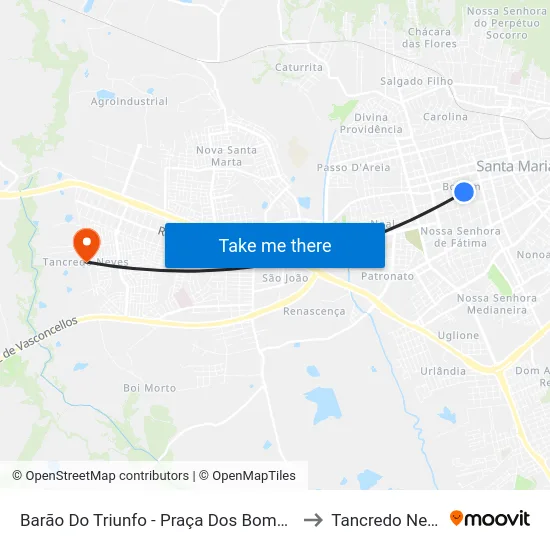Barão Do Triunfo - Praça Dos Bombeiros to Tancredo Neves map