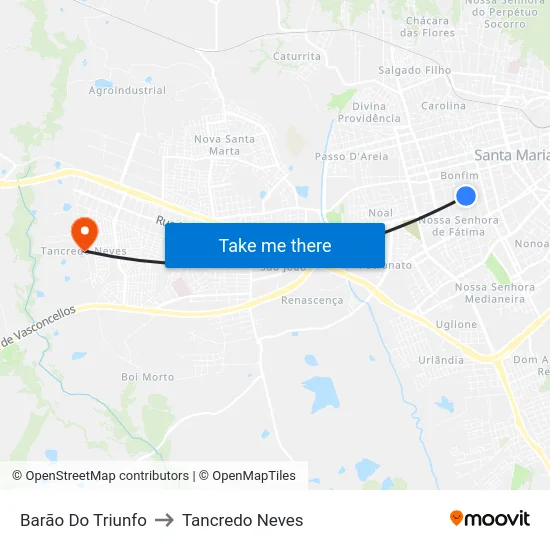Barão Do Triunfo to Tancredo Neves map