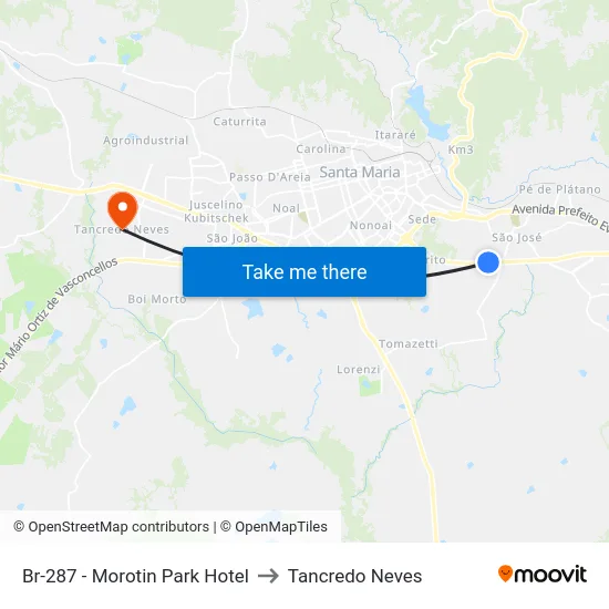 Br-287 - Morotin Park Hotel to Tancredo Neves map