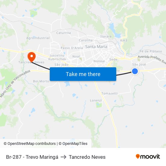 Br-287 - Trevo Maringá to Tancredo Neves map
