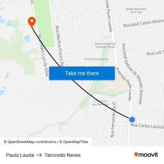 Paulo Lauda to Tancredo Neves map