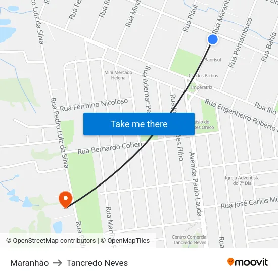 Maranhão to Tancredo Neves map