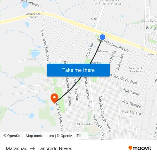 Maranhão to Tancredo Neves map