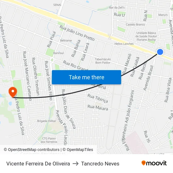 Vicente Ferreira De Oliveira to Tancredo Neves map