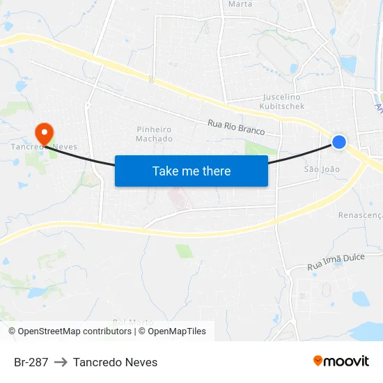Br-287 to Tancredo Neves map
