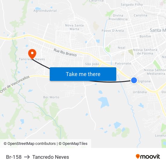 Br-158 to Tancredo Neves map