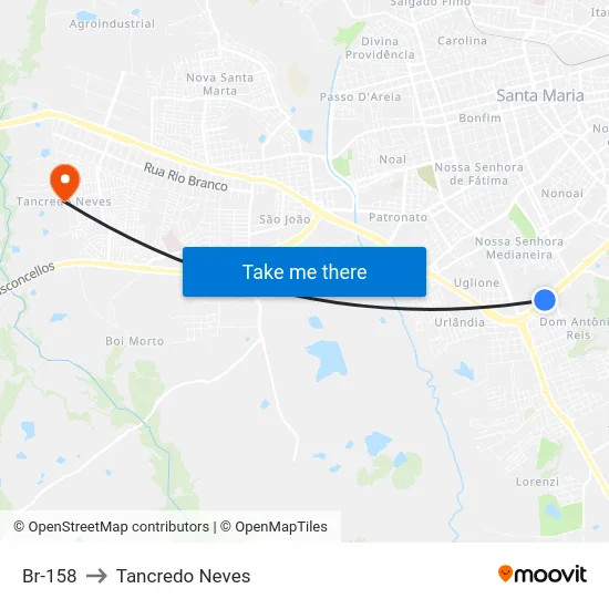 Br-158 to Tancredo Neves map