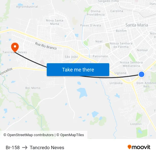 Br-158 to Tancredo Neves map