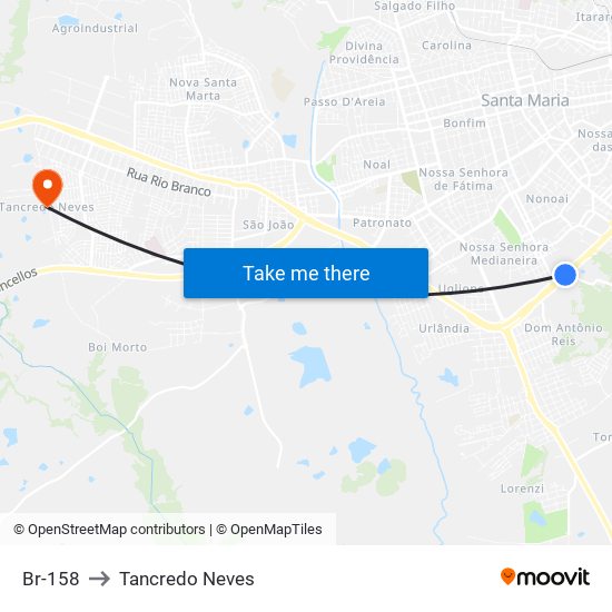 Br-158 to Tancredo Neves map