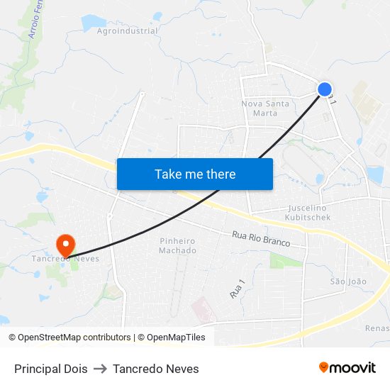 Principal Dois to Tancredo Neves map