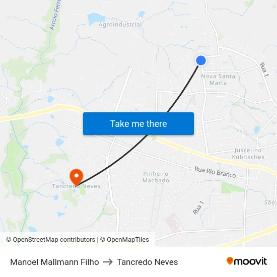 Manoel Mallmann Filho to Tancredo Neves map