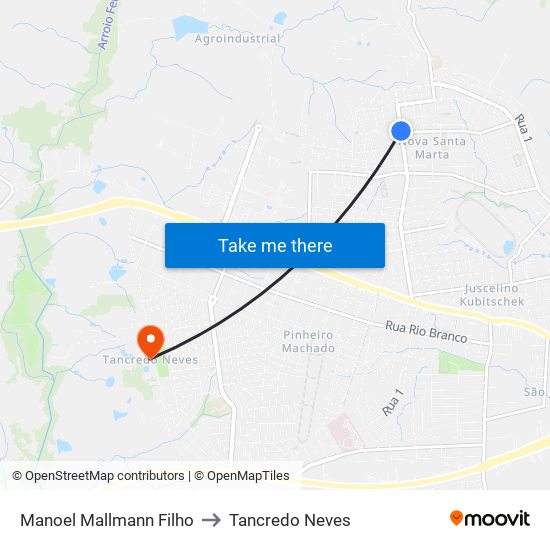 Manoel Mallmann Filho to Tancredo Neves map