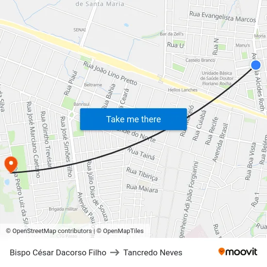 Bispo César Dacorso Filho to Tancredo Neves map