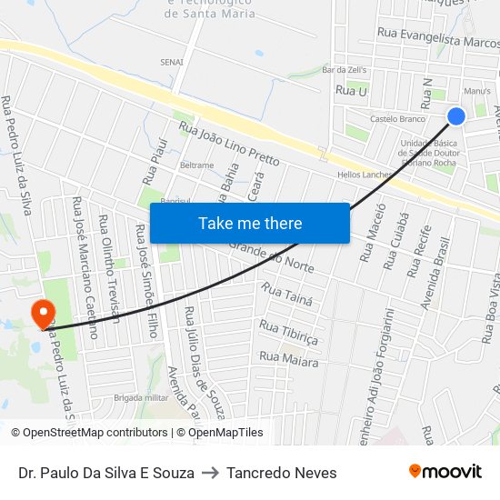 Dr. Paulo Da Silva E Souza to Tancredo Neves map