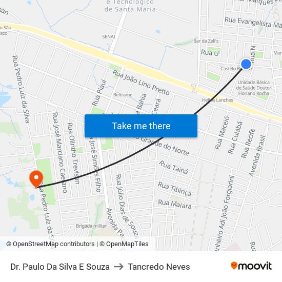 Dr. Paulo Da Silva E Souza to Tancredo Neves map