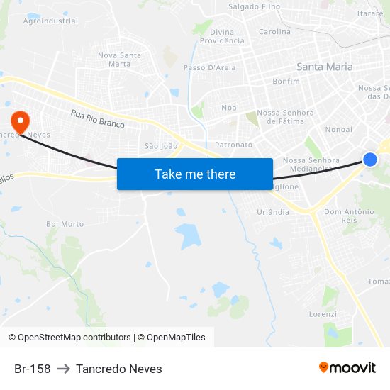Br-158 to Tancredo Neves map