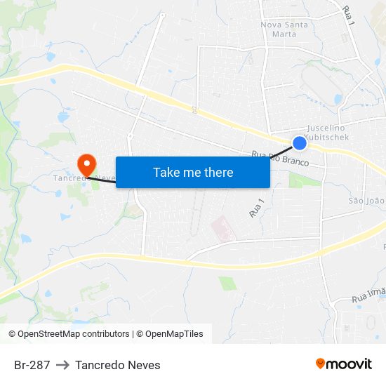 Br-287 to Tancredo Neves map