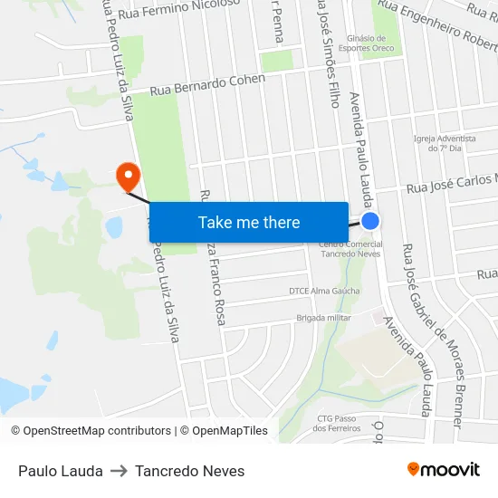 Paulo Lauda to Tancredo Neves map