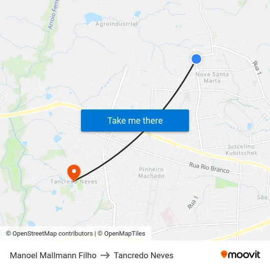 Manoel Mallmann Filho to Tancredo Neves map