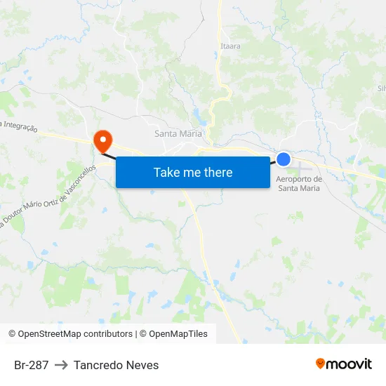 Br-287 to Tancredo Neves map