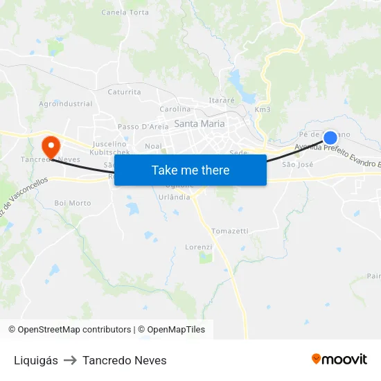 Liquigás to Tancredo Neves map