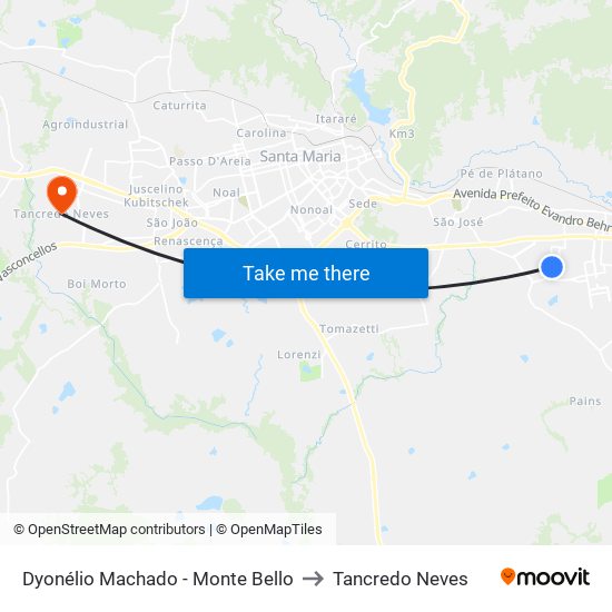 Dyonélio Machado - Monte Bello to Tancredo Neves map
